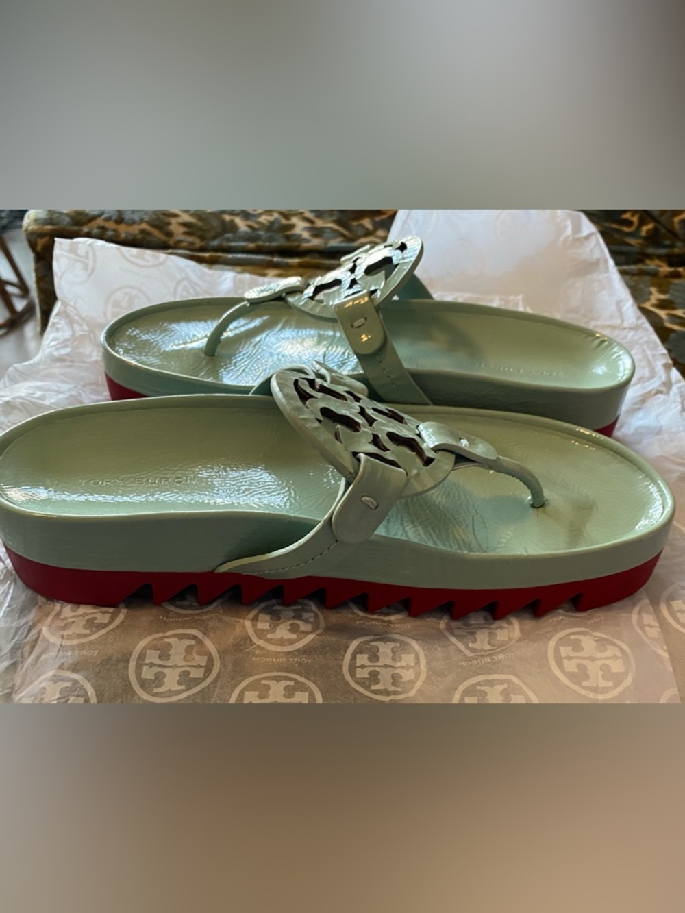 Tory Burch Miller Cloud Sandals – Sea Wind/Red (7.5 - Picture 6 of 9